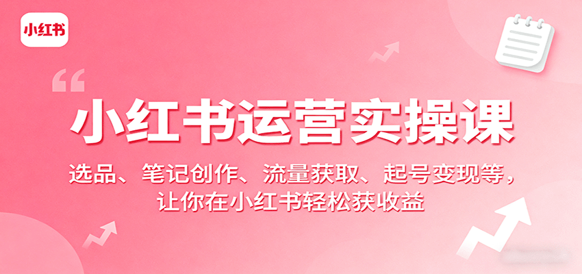 小红书运营实操课：选品、笔记创作、流量获取、起号变现等，让你在小红书轻松获收益-仙女副业网