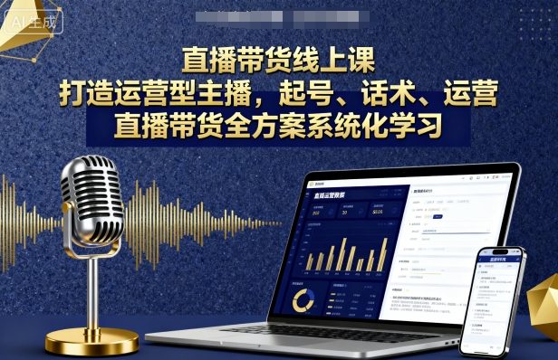 直播带货线上课，打造运营型主播，起号、话术、运营，直播带货全方案系统化学习-仙女副业网