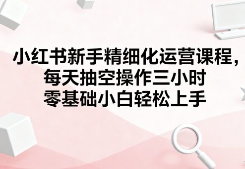 小红书新手精细化运营课程，每天抽空操作三小时，零基础小白轻松上手-仙女副业网