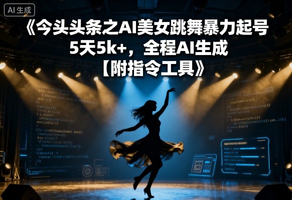 今日头条之AI美女跳舞暴力起号，5天1k+，全程AI生成【附指令工具】-仙女副业网