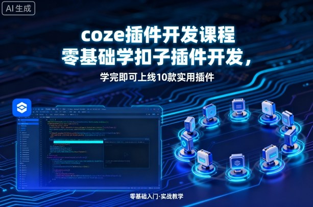 coze插件开发课程，零基础学扣子插件开发，学完即可上线10款实用插件-仙女副业网