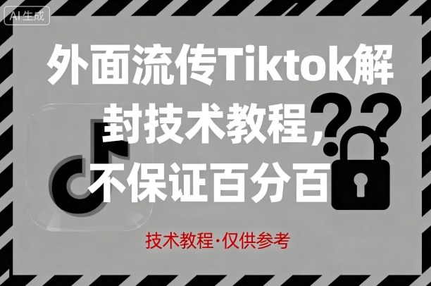外面流传Tiktok解封技术教程，不保证百分百，具体自测-仙女副业网