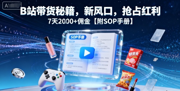 B站带货秘籍，新风口，抢占红利，7天2k+佣金【附SOP手册】-仙女副业网