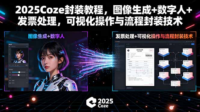 2025Coze封装教程，图像生成+数字人+发票处理，可视化操作与流程封装技术-仙女副业网