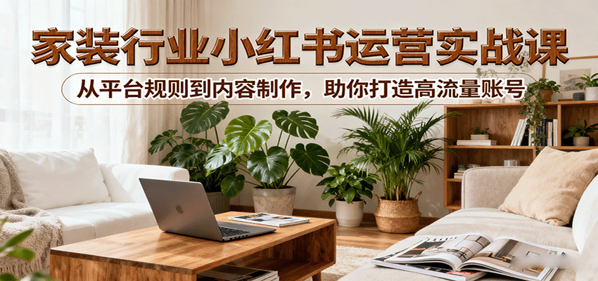 小红书家装行业运营实战课：从平台规则到内容制作，助你打造高流量账号-仙女副业网