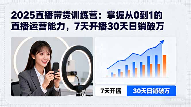 2025直播带货训练营：掌握从0到1的直播运营能力，7天开播30天日销破万-仙女副业网