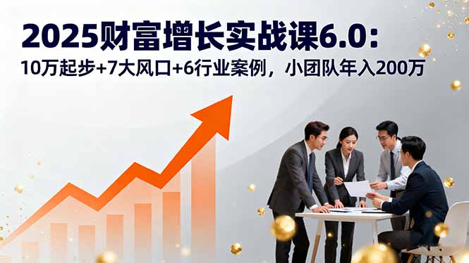 2025财富增长实战课6.0：10万起步+7大风口+6行业案例，小团队年入200万-仙女副业网