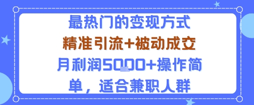 小众赛道玩法：当下最热门的变现方式，精准引流+被动成交月利润5k+操作简单，适合兼职人群-仙女副业网