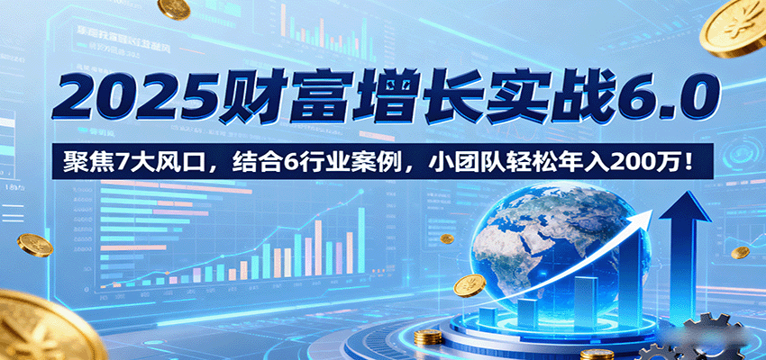 2025财富增长实战6.0，聚焦7大风口，结合6行业案例，小团队轻松年入200万！-仙女副业网