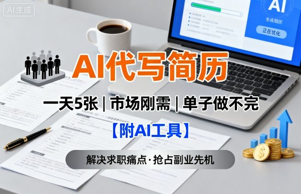 AI代写简历，一天5张，今年找工作难，市场刚需，单子做不完【附AI工具】-仙女副业网