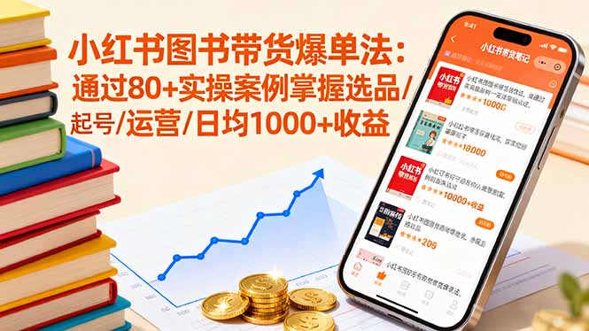 小红书图书带货爆单法：通过80+实操案例掌握选品/起号/运营/日均1000+收益-仙女副业网
