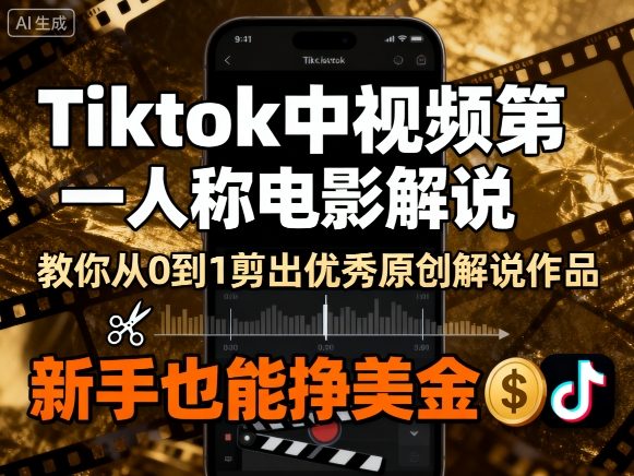 Tiktok中视频第一人称电影解说，教你从0到1剪出一个优秀的原创解说作品，新手也能挣美金-仙女副业网