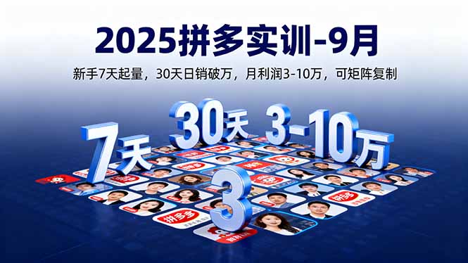 2025拼多多实训-9月：新手7天起量,30天日销破万,月利润3-10万,可矩阵复制-仙女副业网