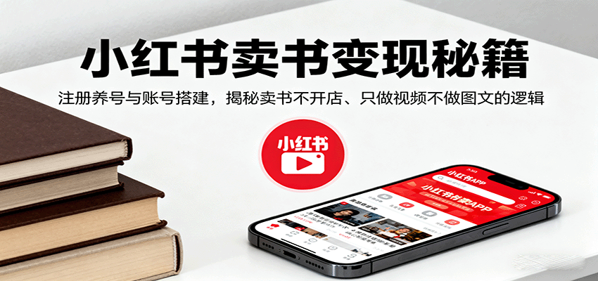 小红书卖书变现秘籍，注册养号与账号搭建，揭秘卖书不开店、只做视频不做图文的逻辑-仙女副业网