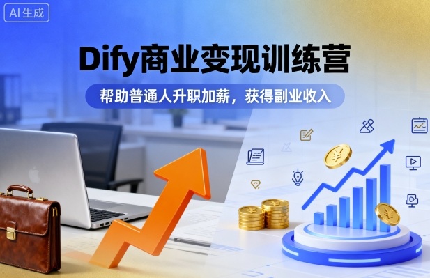 Dify商业变现训练营，帮助普通人升职加薪，获得副业收入-仙女副业网