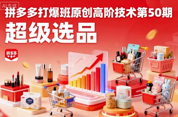 拼多多打爆班原创高阶技术第50期，超级选品-仙女副业网
