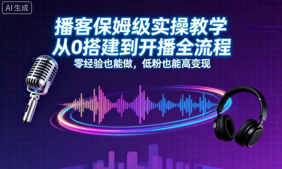 播客保姆级实操教学，从0搭建到开播全流程，零经验也能做，低粉也能高变现-仙女副业网