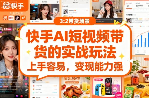 快手ai短视频带货的实战玩法，上手容易，变现能力强-仙女副业网