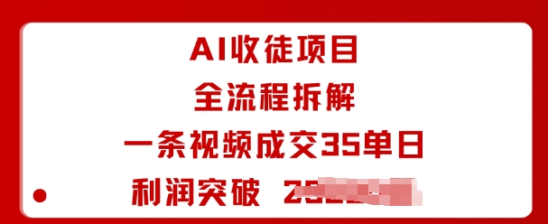 AI收徒项目全流程拆解一条视频成交35单日利润突破1k+-仙女副业网