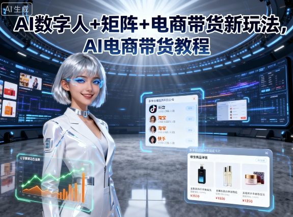AI数字人+矩阵+电商带货新玩法，AI电商带货教程-仙女副业网