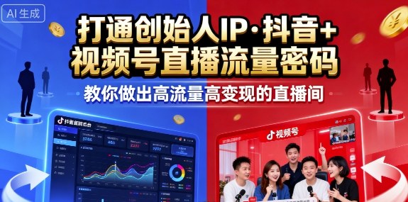 25年直播9-10两期线下课，打通创始人IP，抖音+视频号直播流量密码，教你做出高流量高变现的直播间-仙女副业网