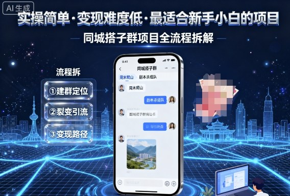 实操简单，变现难度低，最适合新手小白做的项目，每天轻松收入3张，同城搭子群项目全流程拆解-仙女副业网