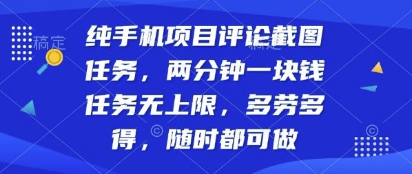 纯手机项目评论截图任务，两分钟一块钱多劳多得，随时随地都能做【揭秘】-仙女副业网
