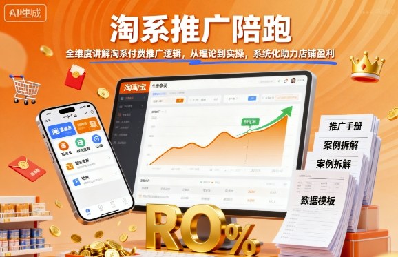 淘系推广陪跑，全维度讲解淘系付费推广逻辑，从理论到实操，系统化助力店铺盈利-仙女副业网