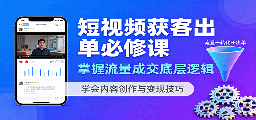 短视频获客出单必修课：掌握流量成交底层逻辑，学会内容创作与变现技巧-仙女副业网