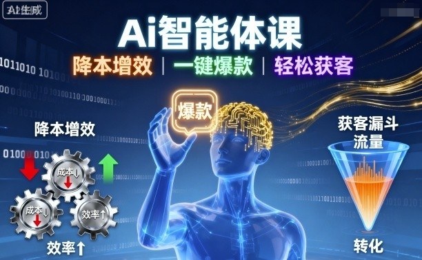 Ai智能体课，降本增效，一键爆款，轻松获客-仙女副业网