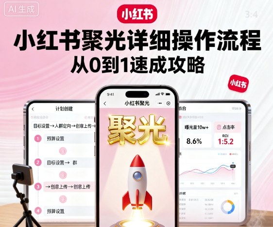 小红书聚光详细操作流程，小红书聚光从0到1速成攻略-仙女副业网