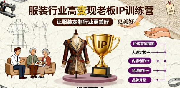 服装行业高变现老板IP训练营，让服装定制行业更美好-仙女副业网
