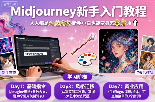 midjourney新手入门教程：人人都是AI艺术家，新手小白也能变身艺术大师-仙女副业网