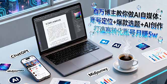 百万博主教你做AI自媒体：账号定位+爆款选题+AI创作 打造高转化账号月赚5w-仙女副业网