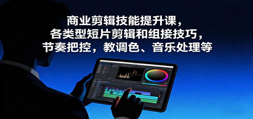 商业剪辑技能提升课，各类型短片剪辑和组接技巧，节奏把控，教调色、音乐处理等-仙女副业网