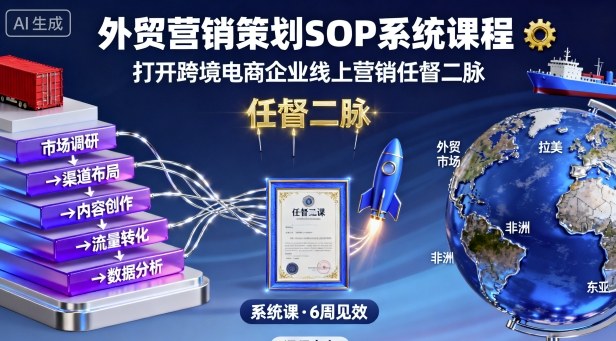 外贸营销策划SOP系统课程，打开跨境电商企业线上营销任督二脉-仙女副业网