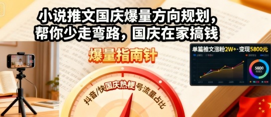 小说推文国庆爆量方向规划，帮你少走弯路，国庆在家搞钱-仙女副业网