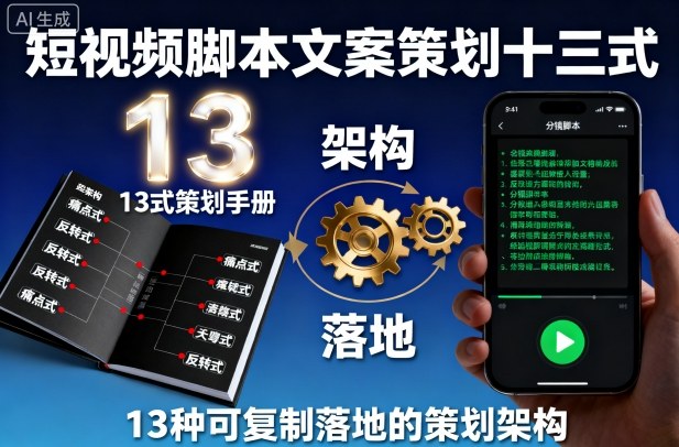 短视频脚本文案策划十三式，13种可复制落地的策划架构-仙女副业网