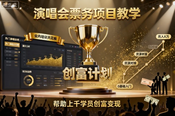 演唱会票务项目教学，业内培训天花板，帮助上千学员创富变现-仙女副业网