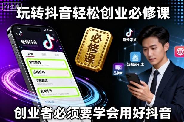 玩转抖音轻松创业必修课，创业者必须要学会用好抖音-仙女副业网