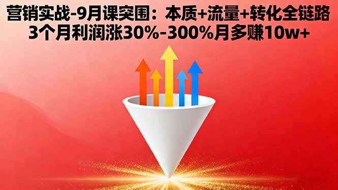 营销实战-9月突围课:本质+流量+转化全链路 3个月利润涨30%-300%月多赚10w+-仙女副业网