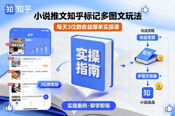 小说推文知乎标记多图文玩法，每天3位数收益爆单实操课-仙女副业网