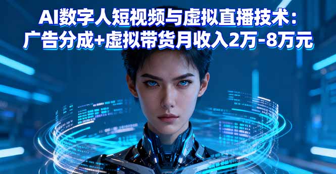 AI数字人短视频与虚拟直播技术：广告分成+虚拟带货月收入2万-8万元-仙女副业网