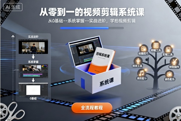 从零到一的视频剪辑系统课，从0基础--系统掌握--实战进阶，学拍视频剪辑-仙女副业网