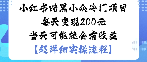 小红书暗黑小众冷门项目每天变现2张当天可能就会有收益-仙女副业网