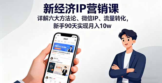 新经济IP营销课：详解六大方法论、微信IP、流量转化，新手90天实现月入10w-仙女副业网