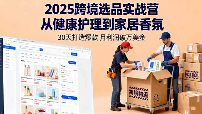 2025跨境选品实战营：从健康护理到家居香氛，30天打造爆款,月利润破万美金-仙女副业网