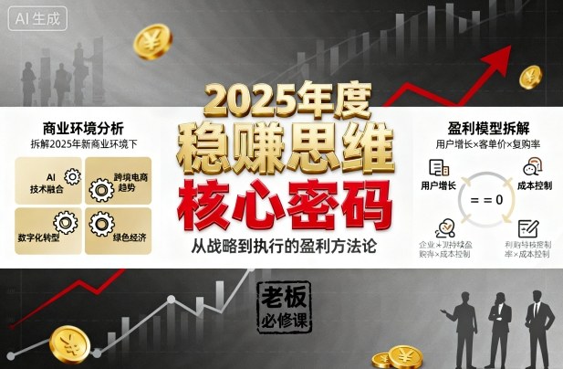 2025年度稳賺思维老板创业营，拆解2025年新商业环境下，企业实现持续盈利的核心密码-仙女副业网