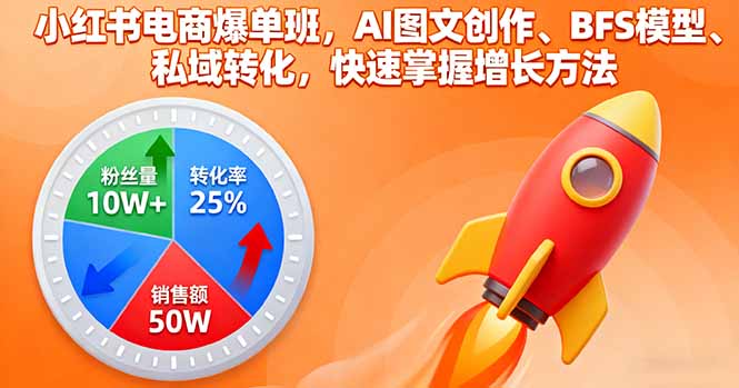小红书电商爆单班，AI图文创作、BFS模型、私域转化，快速掌握增长方法-仙女副业网