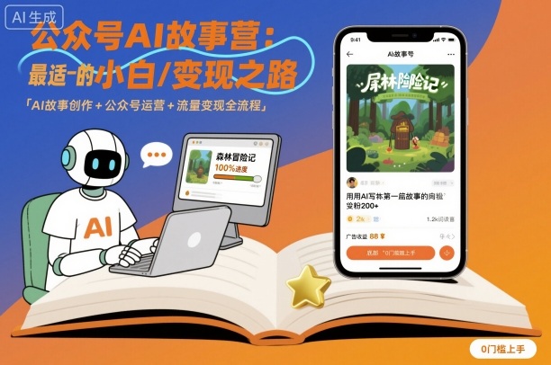公众号ai故事营，最适合小白的自媒体变现之路-仙女副业网